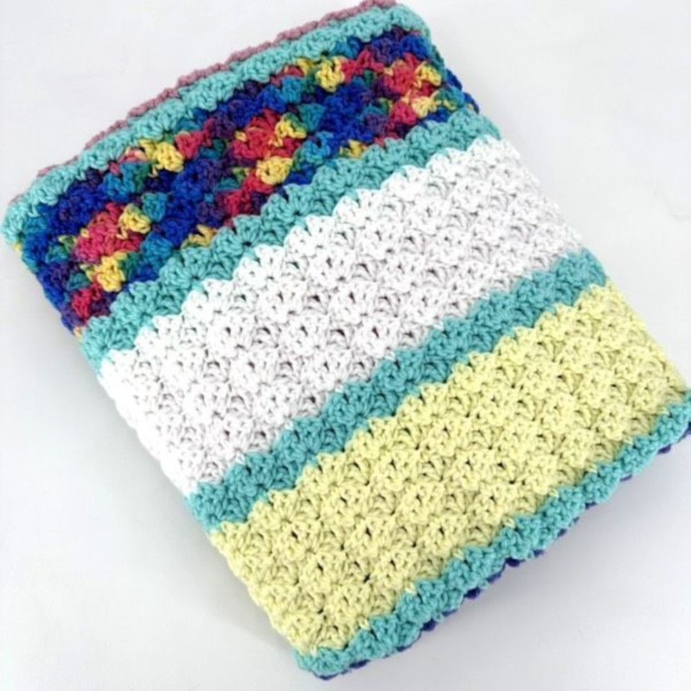 Vintage handmade afghan sofa couch throw blanket lapghan lap blanket baby rainbo - Picture 2 of 7